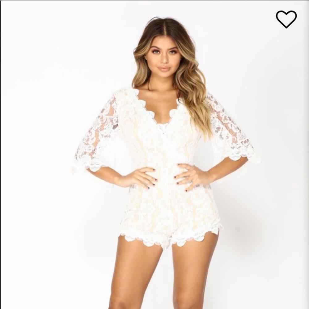 Fashion Nova White Laced Romper NWOT